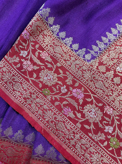 PURPLE TUSSAR PURE HANDLOOM BANARASI SAREE