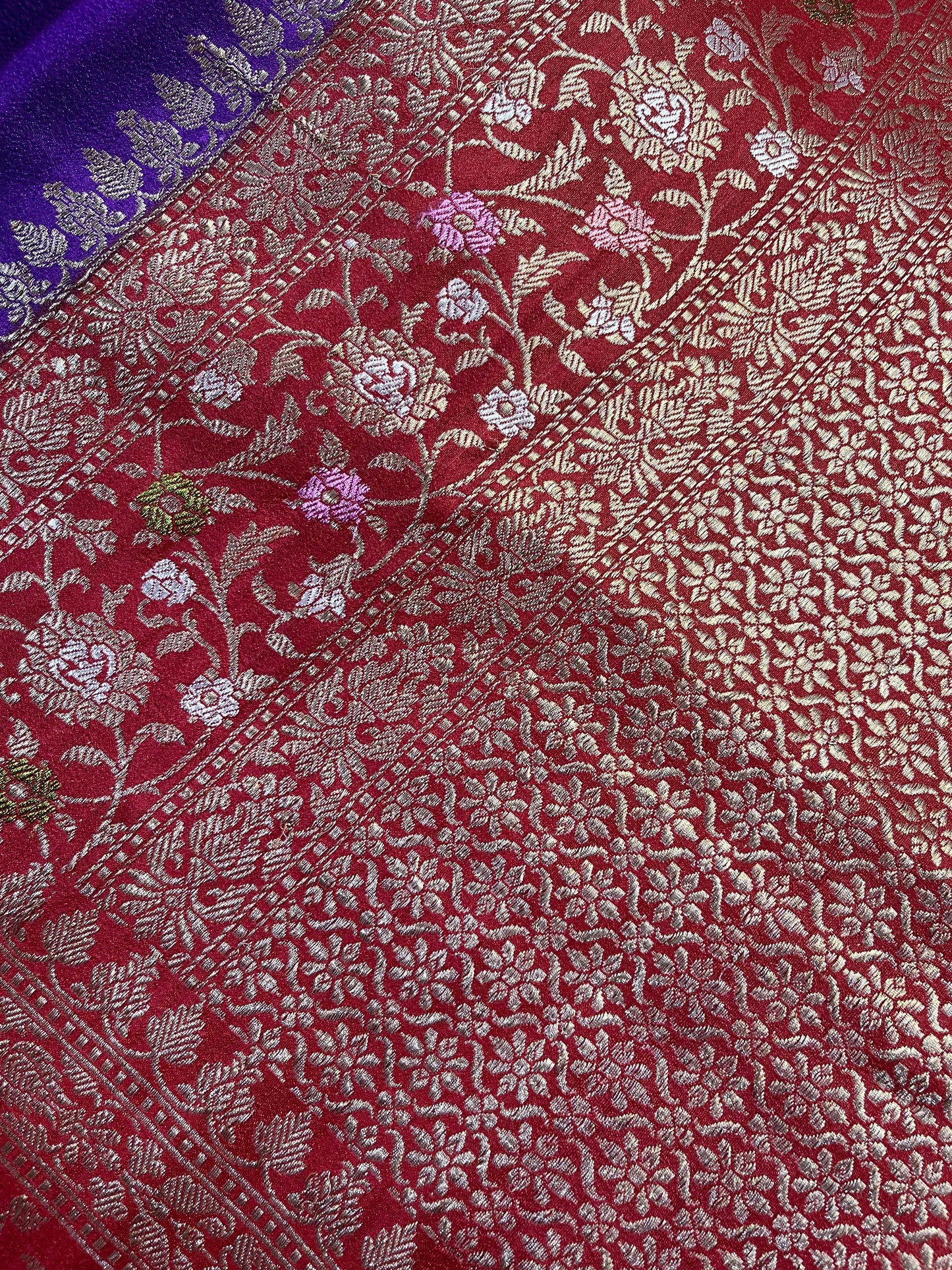 PURPLE TUSSAR PURE HANDLOOM BANARASI SAREE