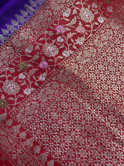 PURPLE TUSSAR PURE HANDLOOM BANARASI SAREE