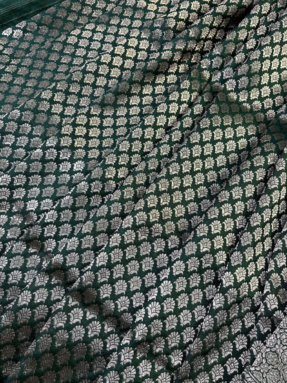 GREEN CHINIYA SILK PURE HANDLOOM BANARASI SAREE