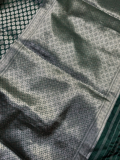 GREEN CHINIYA SILK PURE HANDLOOM BANARASI SAREE