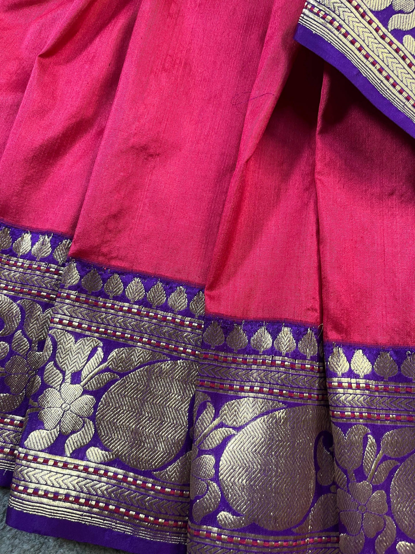 RED PINK COTTON PURE HANDLOOM BANARASI SAREE