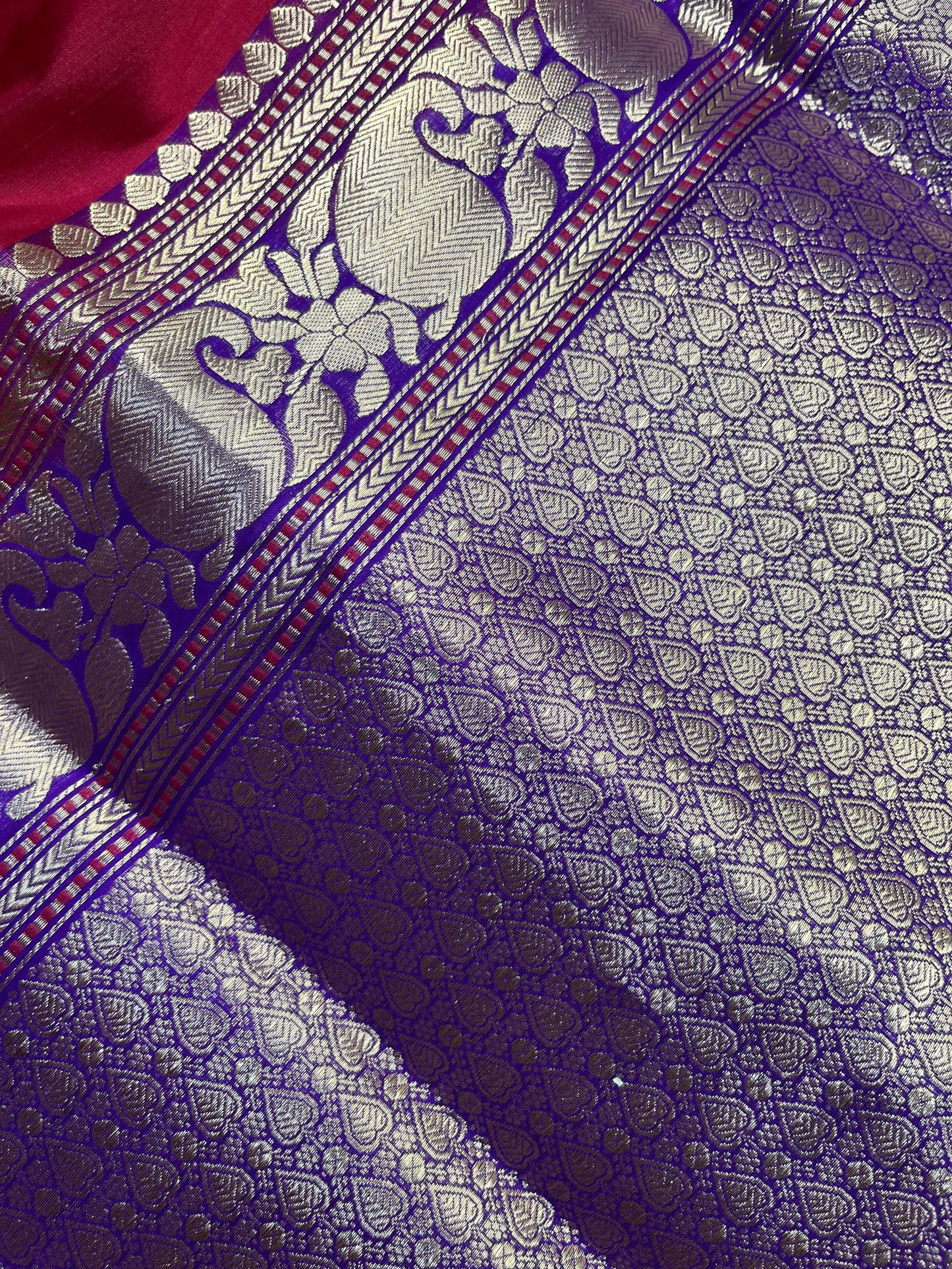 RED PINK COTTON PURE HANDLOOM BANARASI SAREE