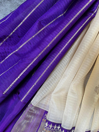IVORY KORA PURE HANDLOOM BANARASI SAREE