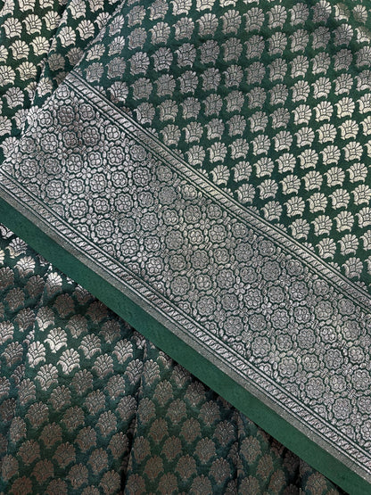 GREEN CHINIYA SILK PURE HANDLOOM BANARASI SAREE