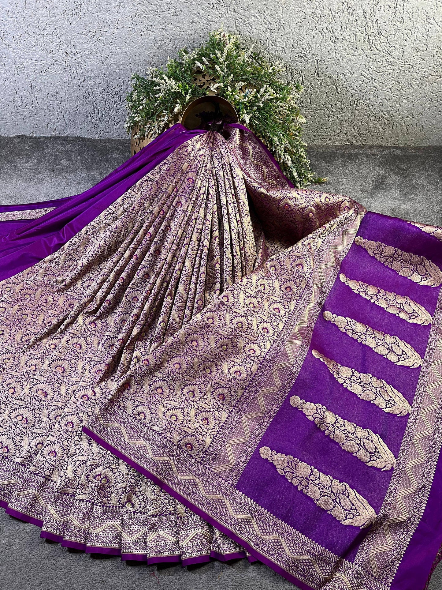 PURPLE SILK PURE HANDLOOM BANARASI SAREE