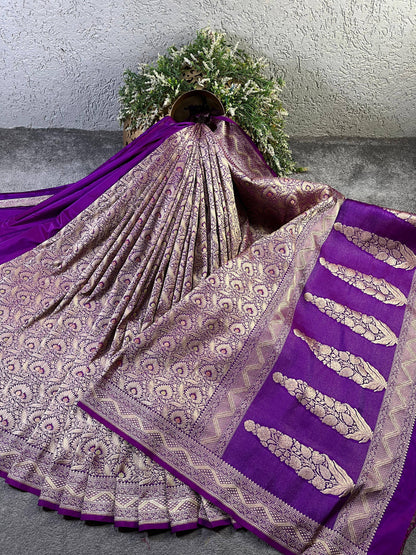 PURPLE SILK PURE HANDLOOM BANARASI SAREE