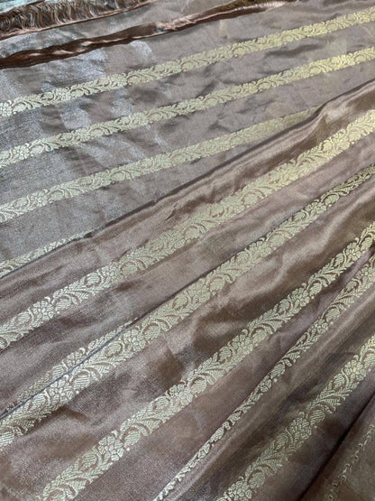 DARK BEIGE TISSUE SILK PURE HANDLOOM BANARASI SAREE