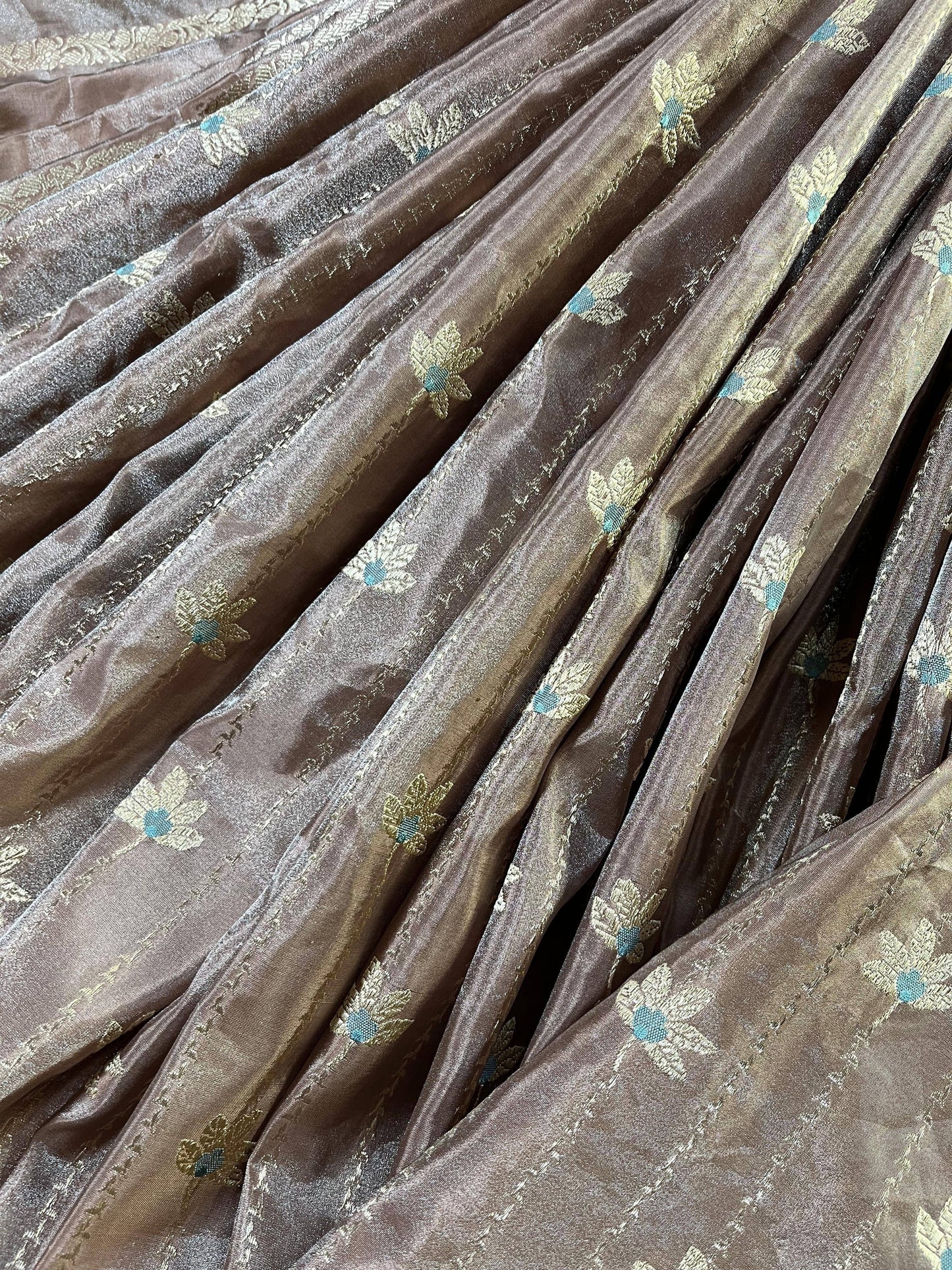 DARK BEIGE TISSUE SILK PURE HANDLOOM BANARASI SAREE