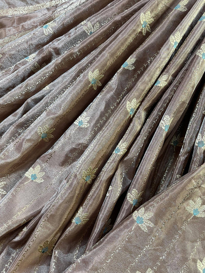 DARK BEIGE TISSUE SILK PURE HANDLOOM BANARASI SAREE