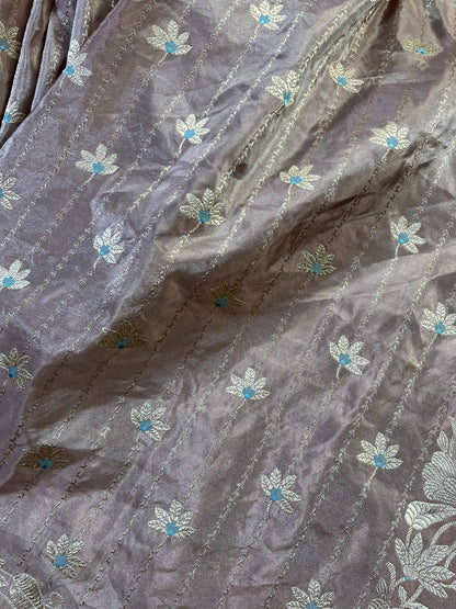 DARK BEIGE TISSUE SILK PURE HANDLOOM BANARASI SAREE