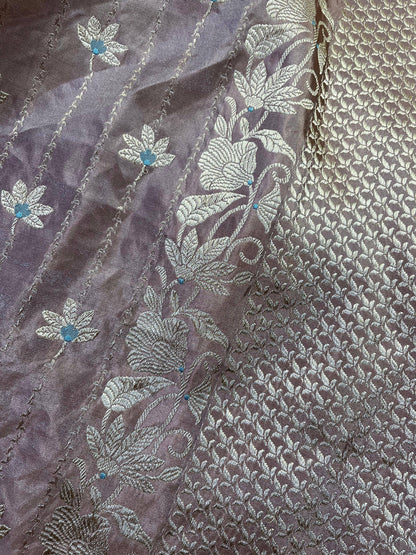 DARK BEIGE TISSUE SILK PURE HANDLOOM BANARASI SAREE