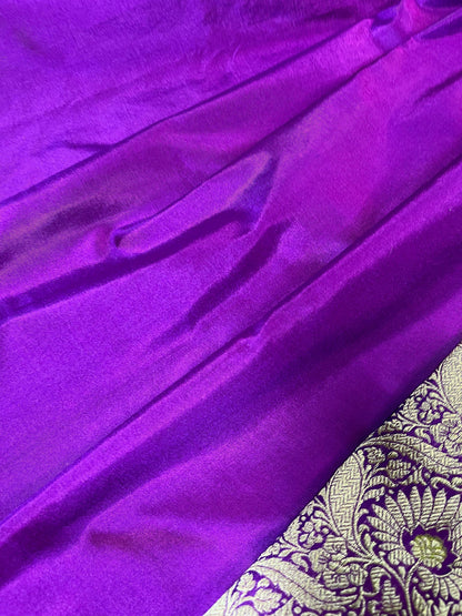PURPLE SILK PURE HANDLOOM BANARASI SAREE
