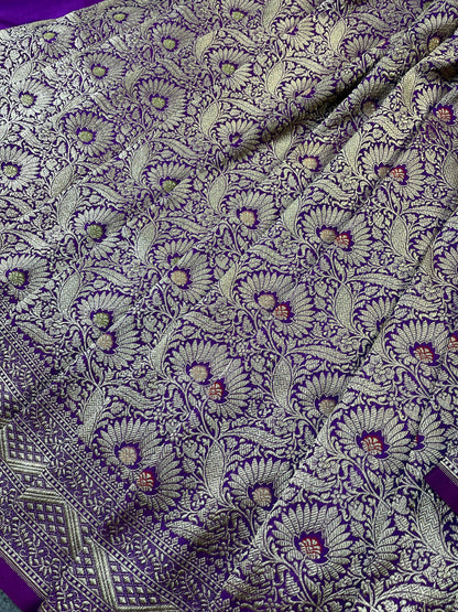 PURPLE SILK PURE HANDLOOM BANARASI SAREE