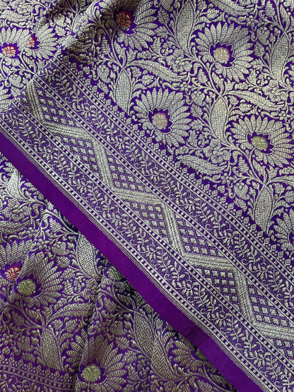 PURPLE SILK PURE HANDLOOM BANARASI SAREE