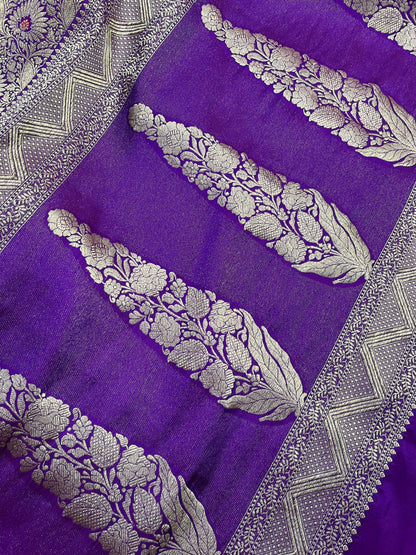 PURPLE SILK PURE HANDLOOM BANARASI SAREE