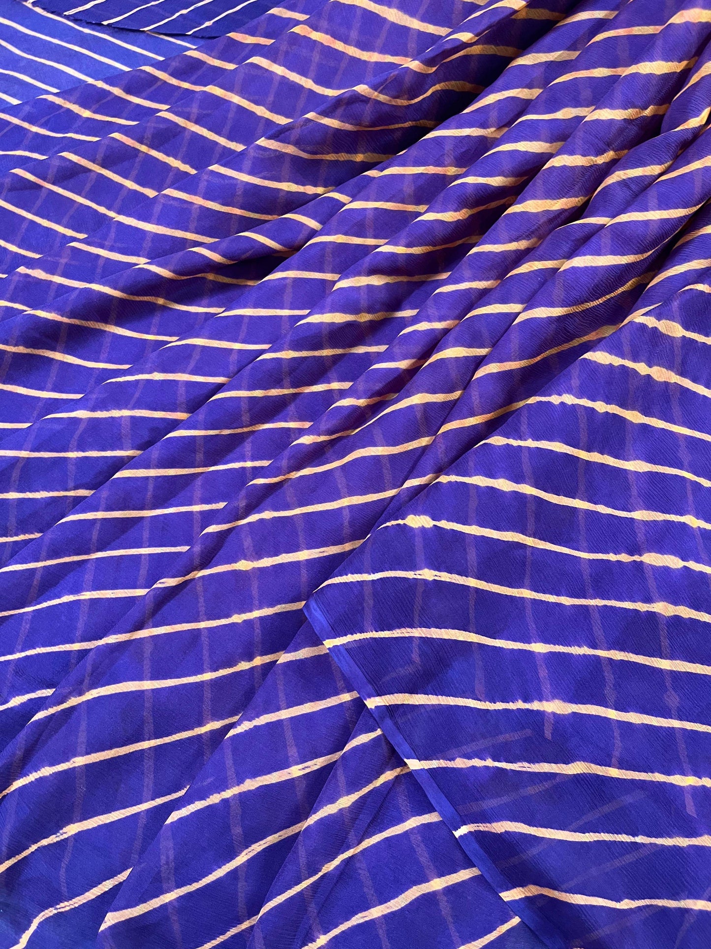 PURPLE CHIFFON PURE HANDLOOM LEHERIYA SAREE