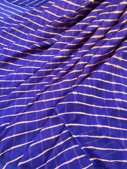 PURPLE CHIFFON PURE HANDLOOM LEHERIYA SAREE