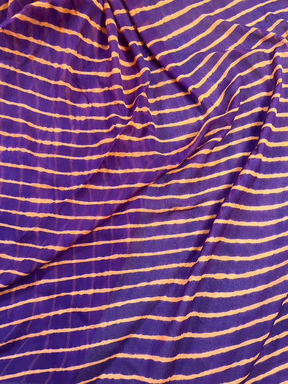 PURPLE CHIFFON PURE HANDLOOM LEHERIYA SAREE