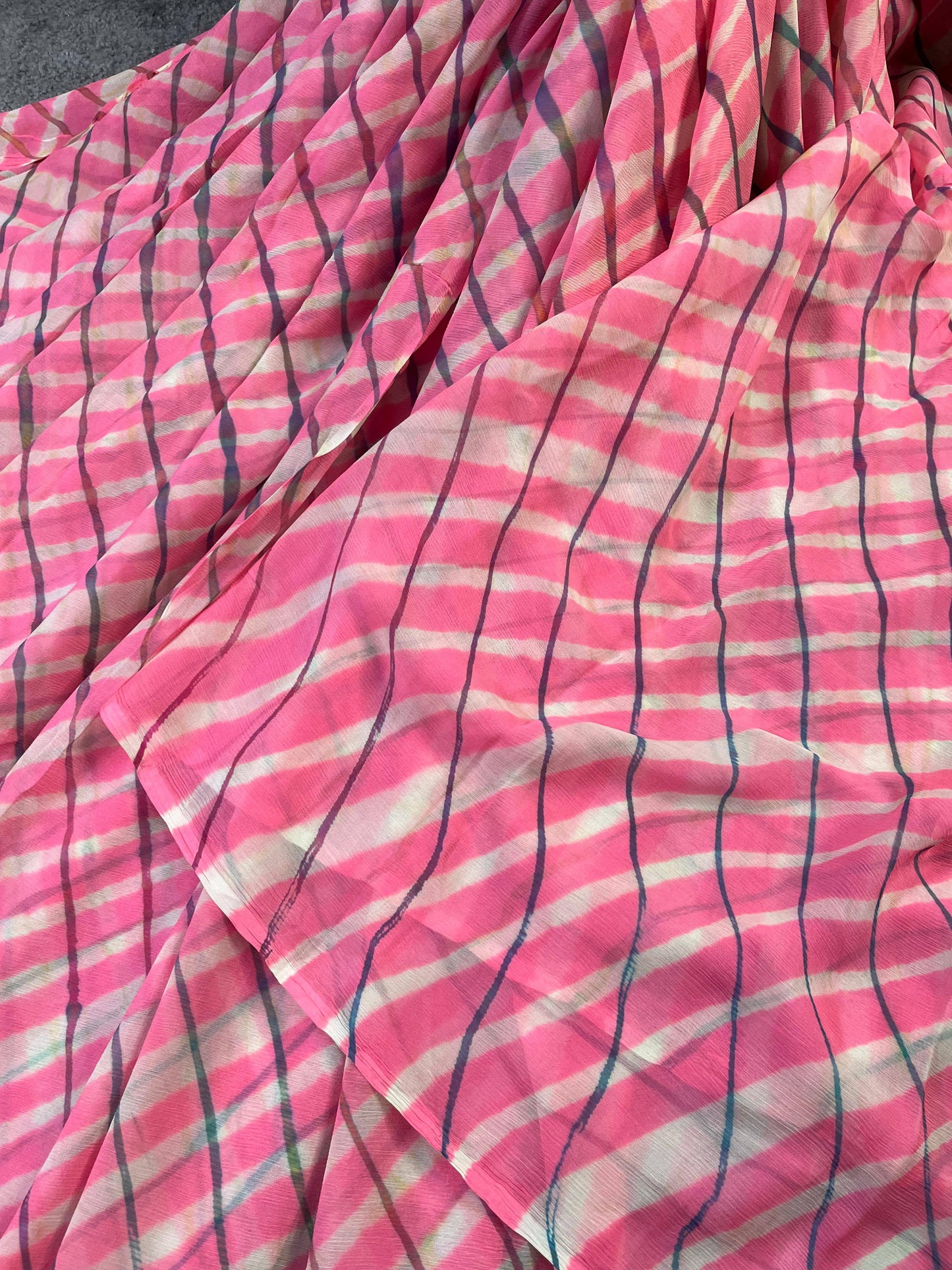 PINK CHIFFON PURE HANDLOOM LEHERIYA SAREE