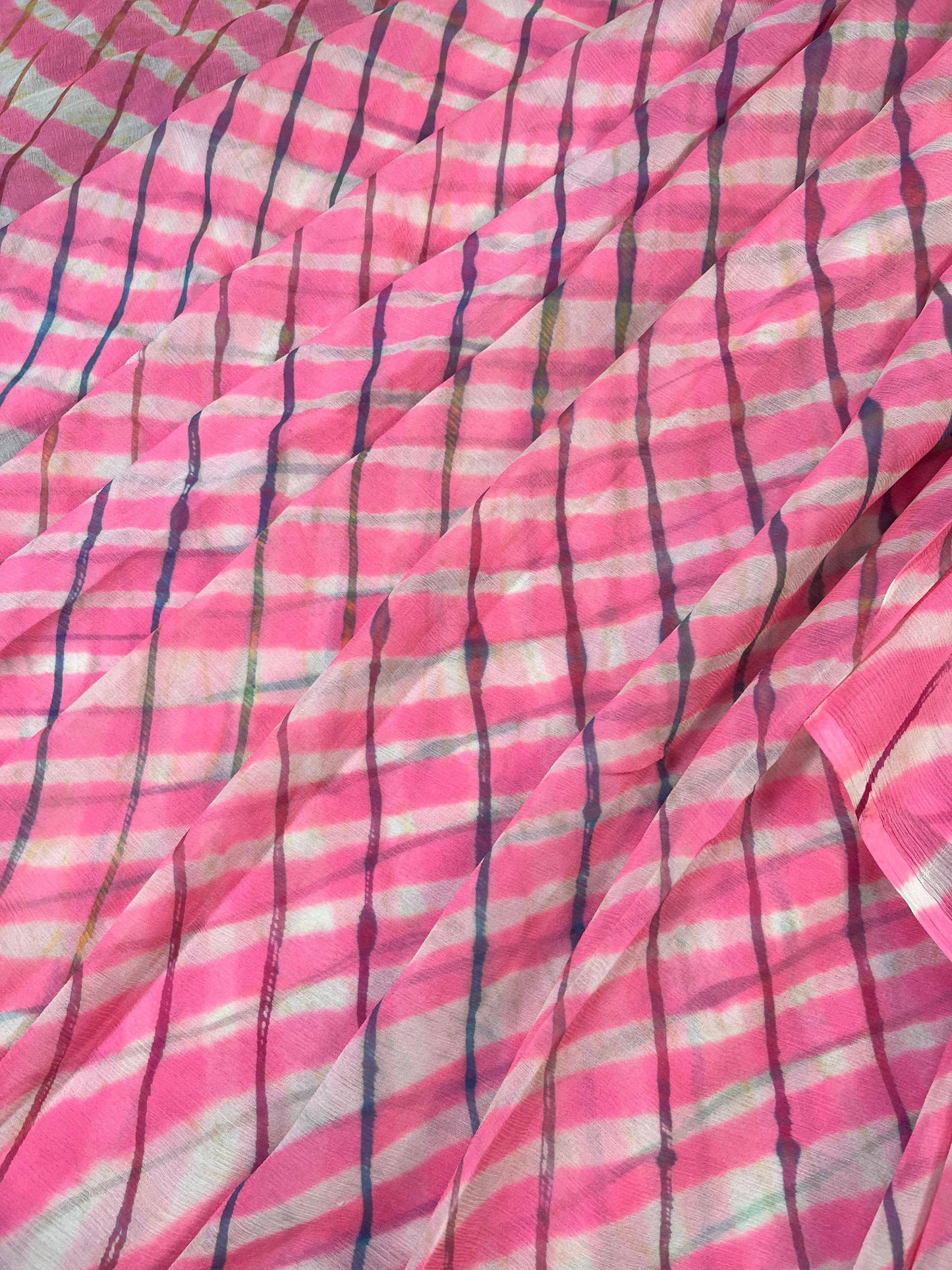 PINK CHIFFON PURE HANDLOOM LEHERIYA SAREE