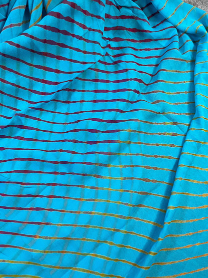 BLUE CHIFFON PURE HANDLOOM LEHERIYA SAREE