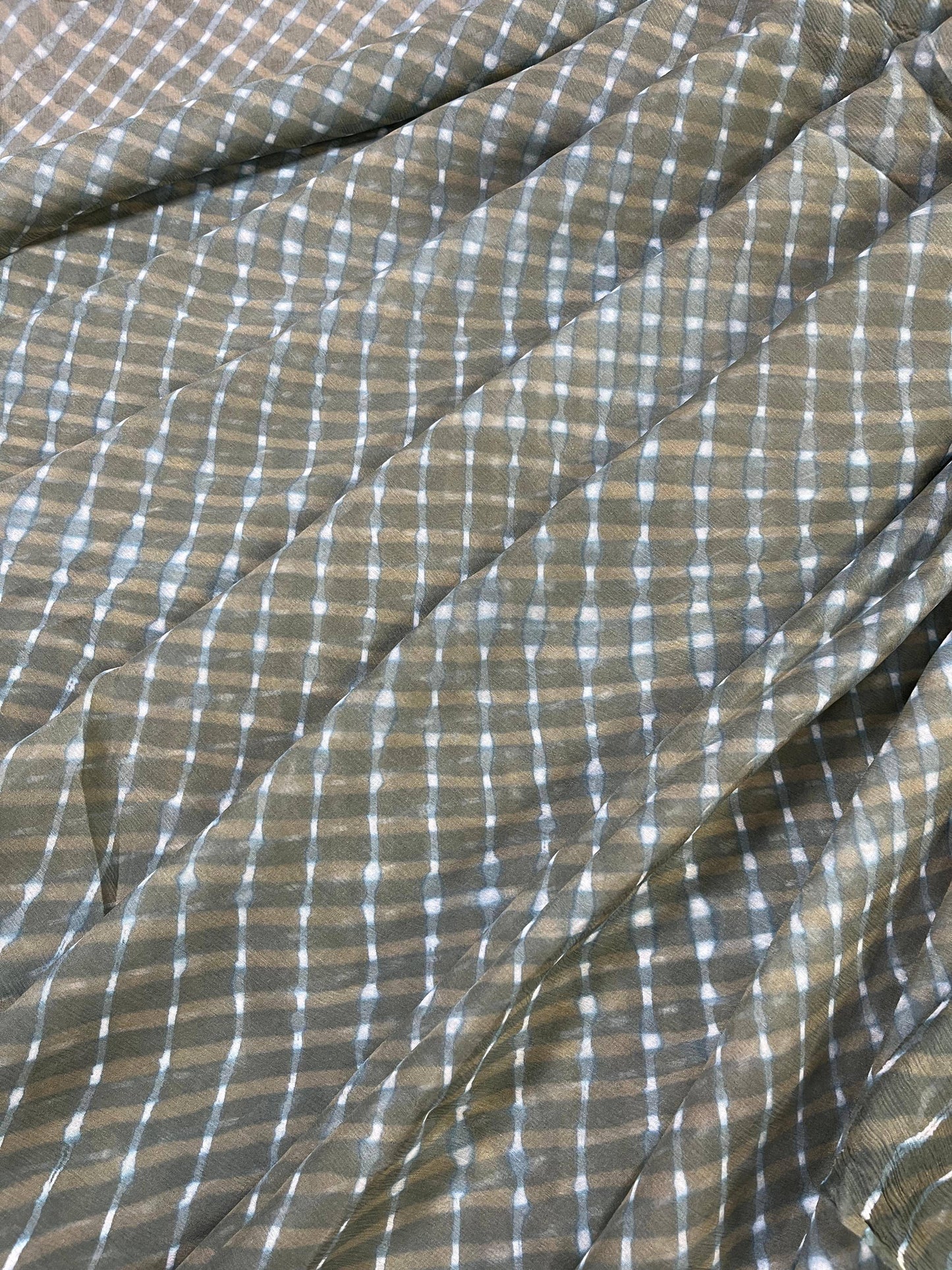 GREY CHIFFON PURE HANDLOOM LEHERIYA SAREE