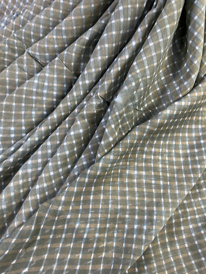 GREY CHIFFON PURE HANDLOOM LEHERIYA SAREE