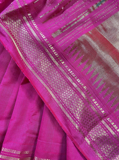 PINK COTTON PURE HANDLOOM PAITHANI SAREE