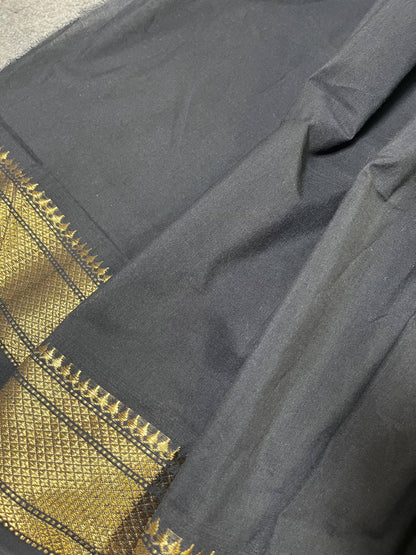 BLACK COTTON PURE HANDLOOM PAITHANI SAREE