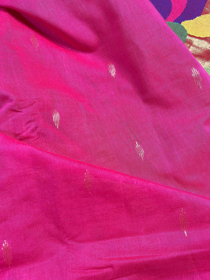 PINK COTTON PURE HANDLOOM PAITHANI SAREE