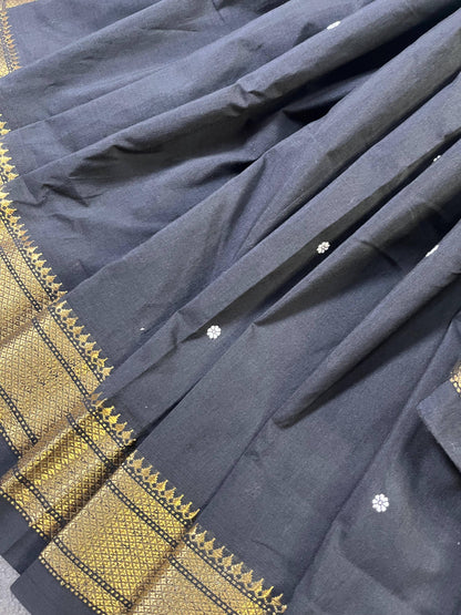 BLACK COTTON PURE HANDLOOM PAITHANI SAREE