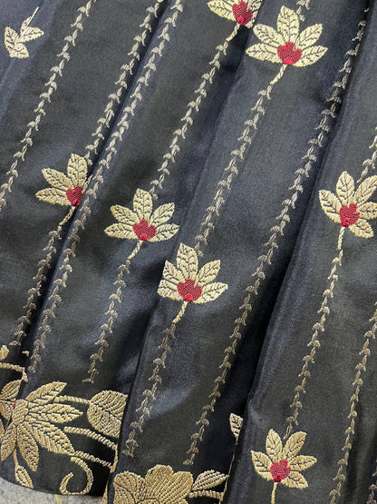 BLACK SILK PURE HANDLOOM BANARASI SAREE