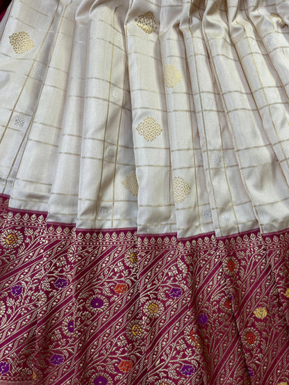 OFF WHITE SILK PURE HANDLOOM BANARASI SAREE