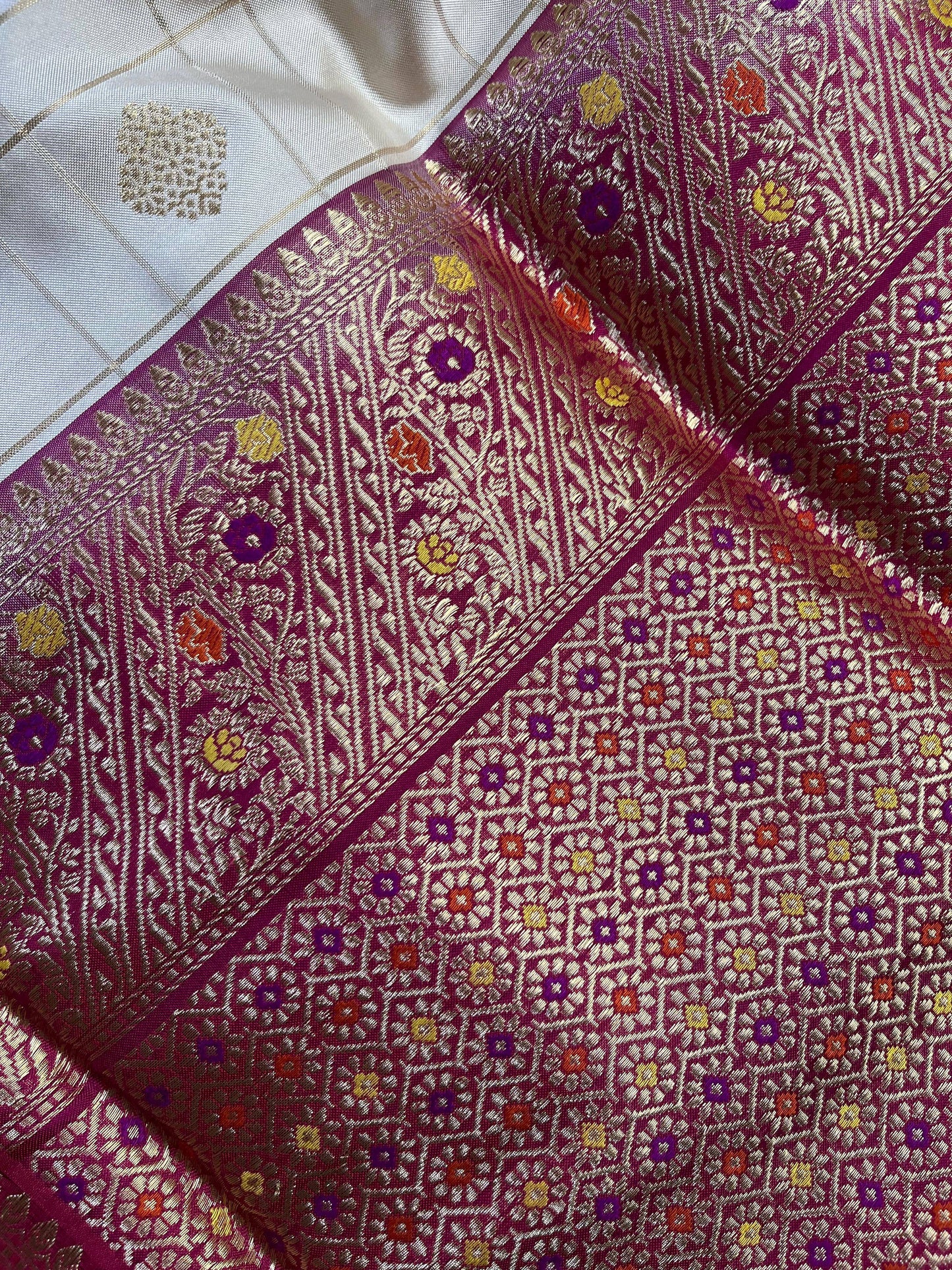 OFF WHITE SILK PURE HANDLOOM BANARASI SAREE