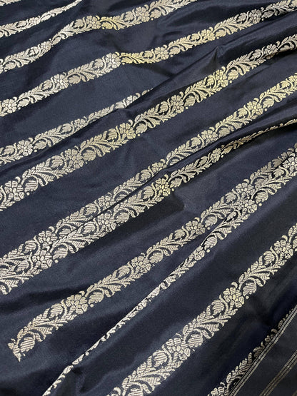 BLACK SILK PURE HANDLOOM BANARASI SAREE