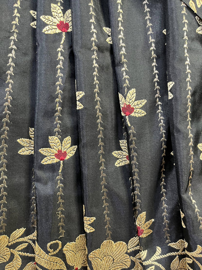 BLACK SILK PURE HANDLOOM BANARASI SAREE