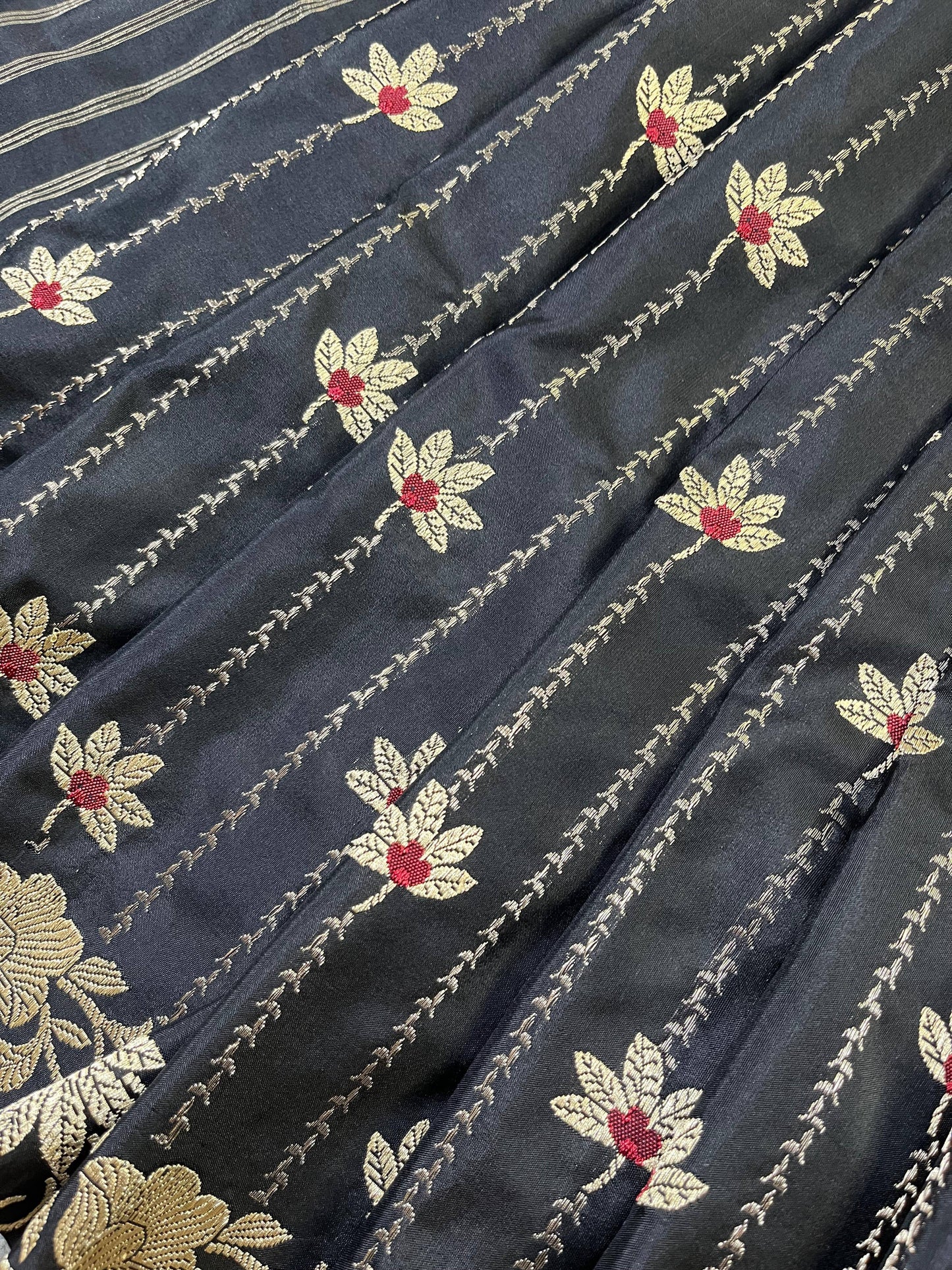 BLACK SILK PURE HANDLOOM BANARASI SAREE