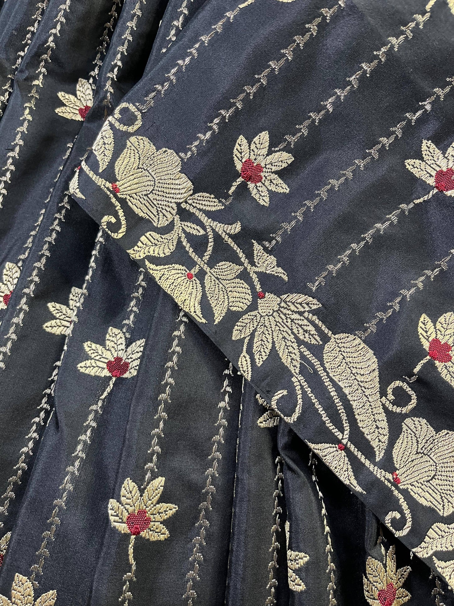 BLACK SILK PURE HANDLOOM BANARASI SAREE