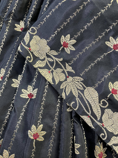 BLACK SILK PURE HANDLOOM BANARASI SAREE