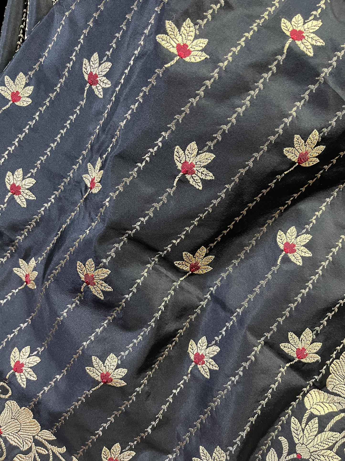 BLACK SILK PURE HANDLOOM BANARASI SAREE