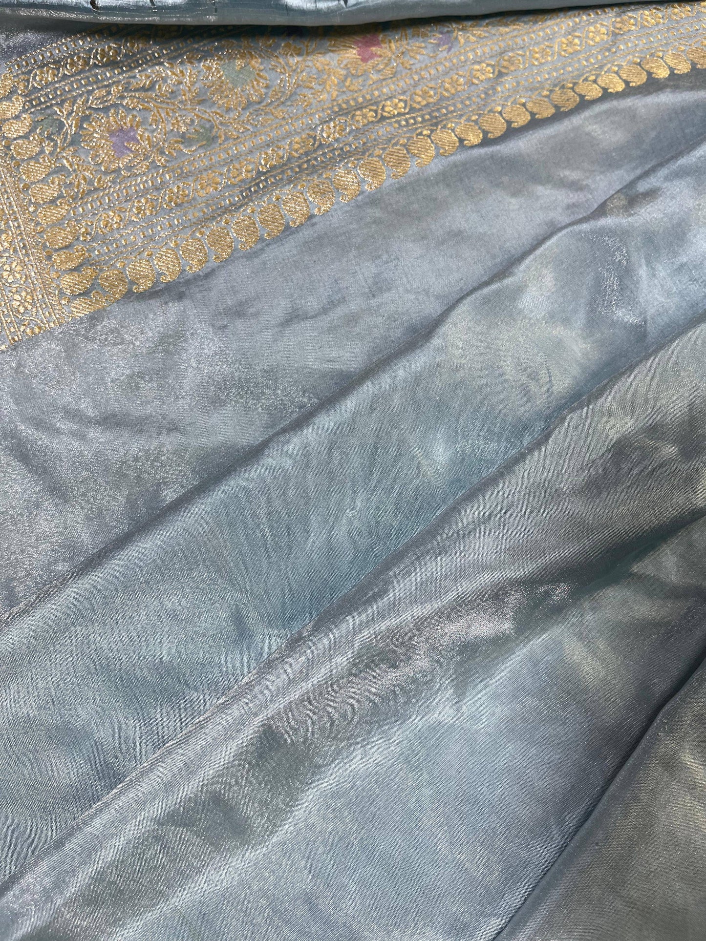 ICE BLUE SILK PURE HANDLOOM BANARASI SAREE