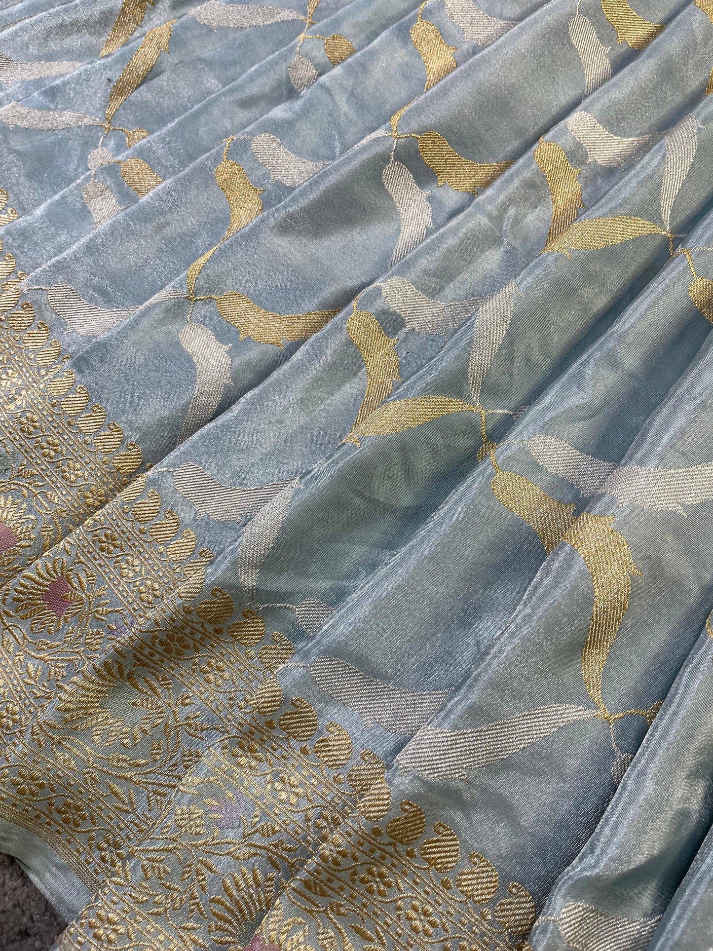 ICE BLUE SILK PURE HANDLOOM BANARASI SAREE