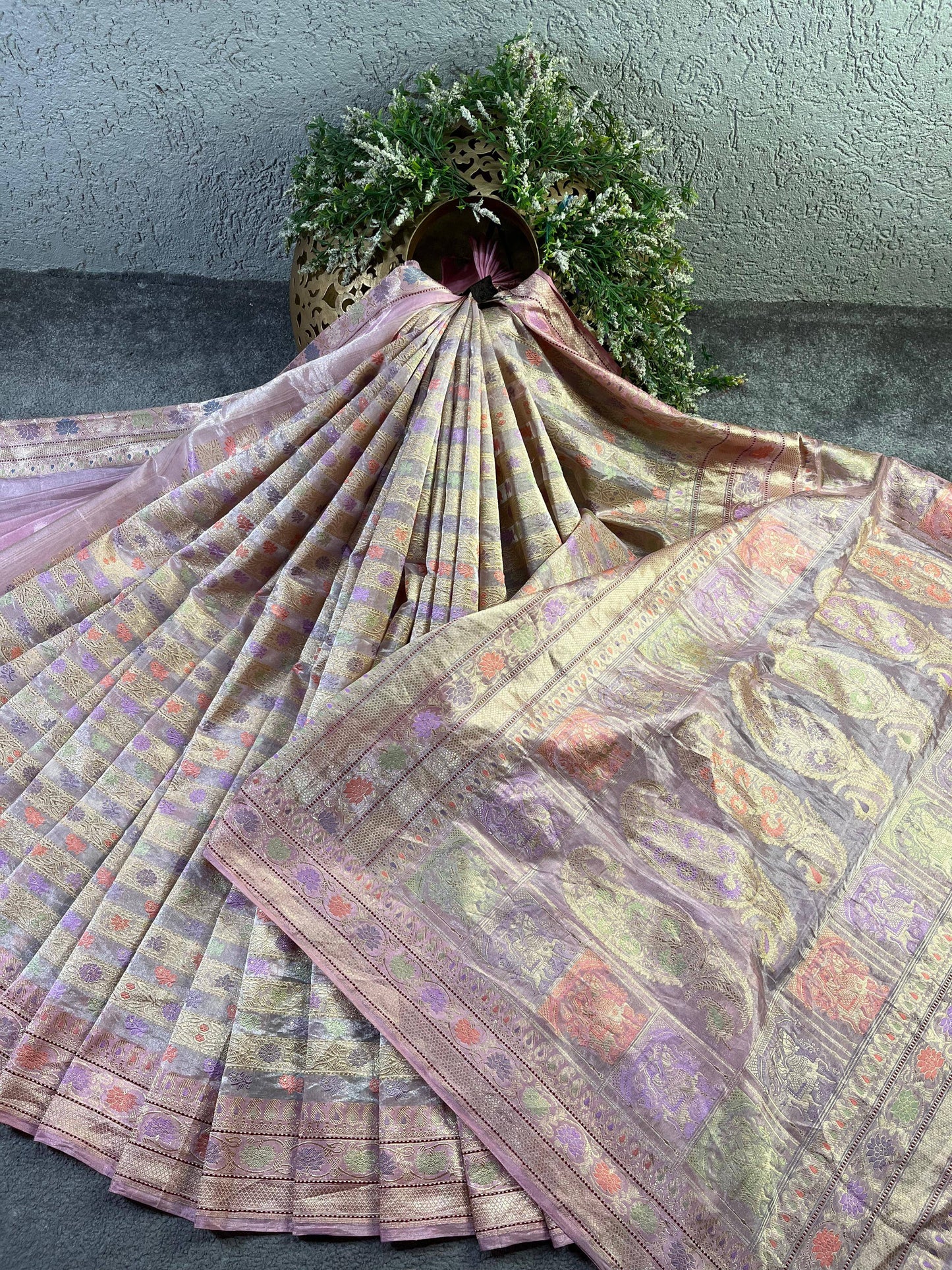 PINK TISSUE SILK PURE HANDLOOM BANARASI SAREE