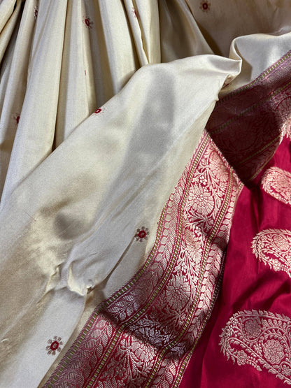 CREAM SILK PURE HANDLOOM BANARASI SAREE