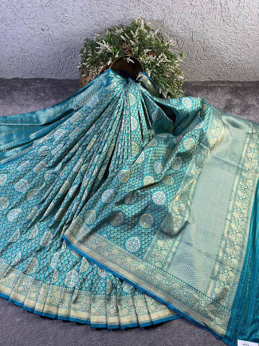 BLUE TISSUE SILK PURE HANDLOOM BANARASI SAREE