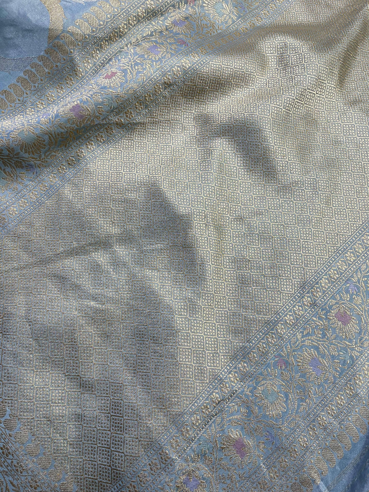 ICE BLUE SILK PURE HANDLOOM BANARASI SAREE