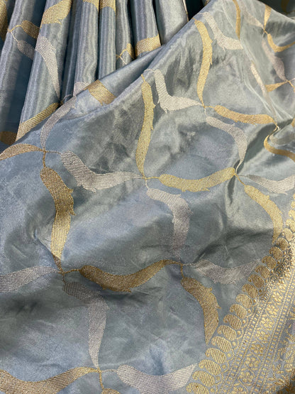 ICE BLUE SILK PURE HANDLOOM BANARASI SAREE