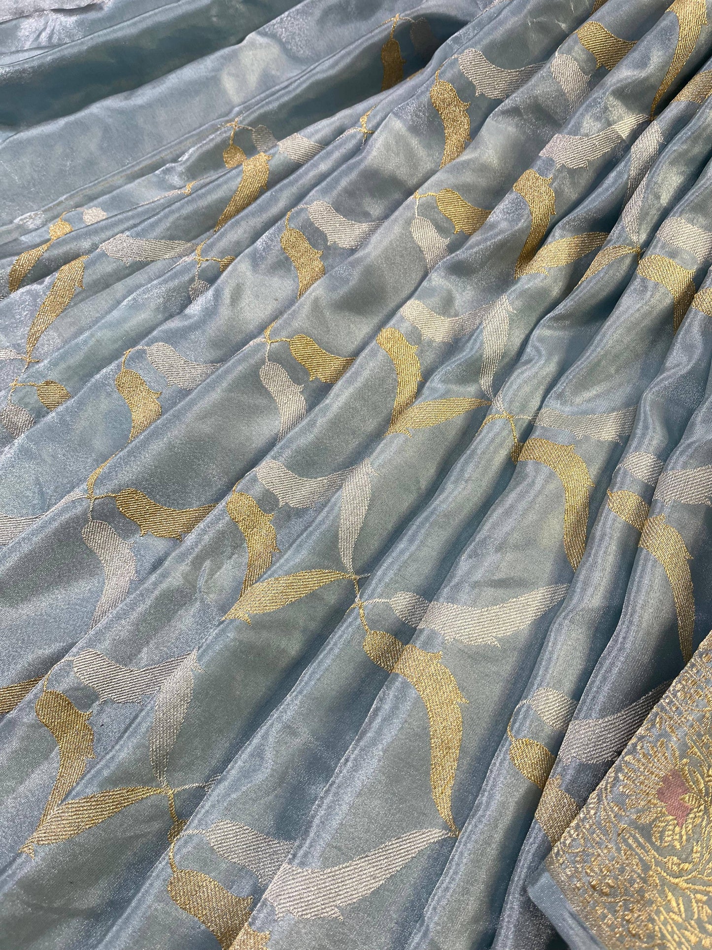 ICE BLUE SILK PURE HANDLOOM BANARASI SAREE