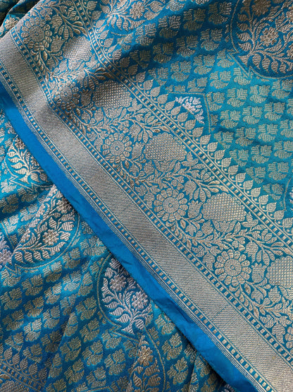 BLUE TISSUE SILK PURE HANDLOOM BANARASI SAREE